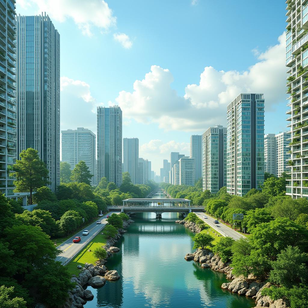 Vision of a Sustainable ASEAN City: Green Spaces, Public Transportation, and Modern Buildings