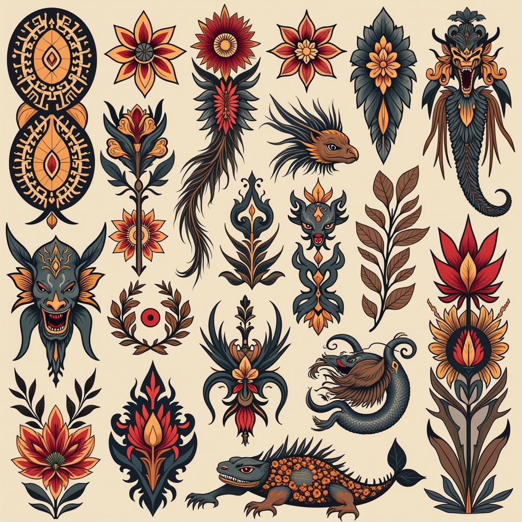 Asean tattoo designs showcasing various styles and motifs