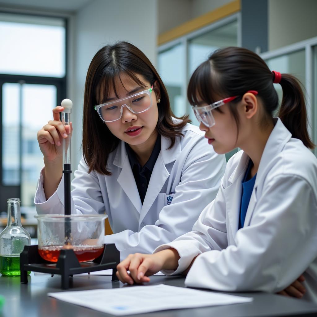 ASEAN Teacher Guiding Student in Science Lab