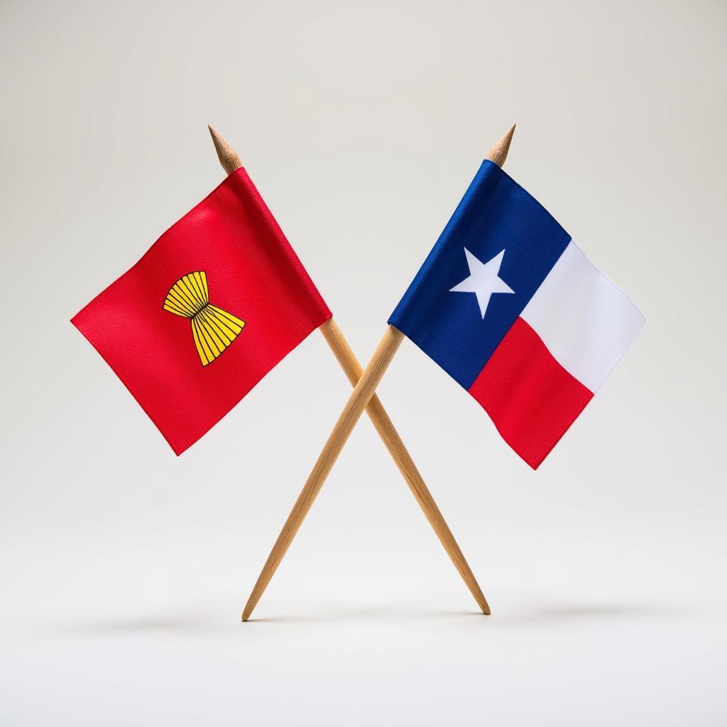 Asean and Texas flags with a toothpick