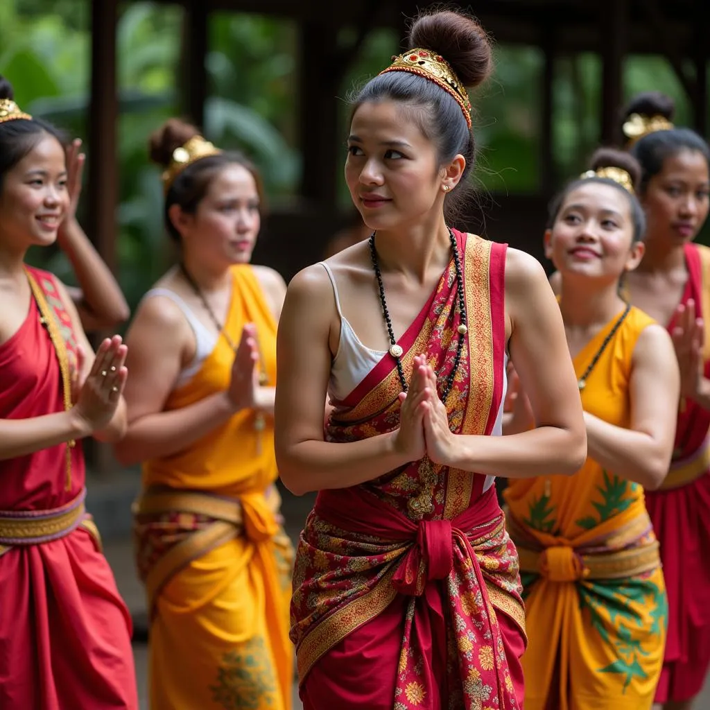 Participants learning traditional dance in ASEAN workshop