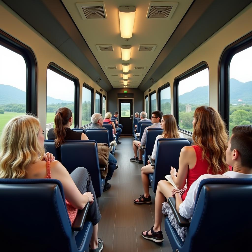 Passengers enjoying a comfortable train journey in Southeast Asia