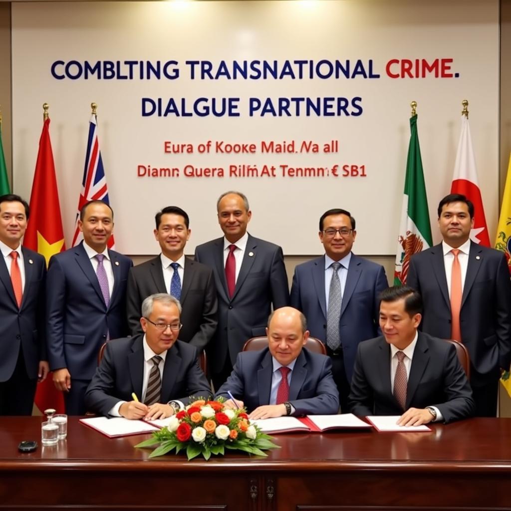 Representatives signing an agreement at the ASEAN Ministerial Meeting on Transnational Crime