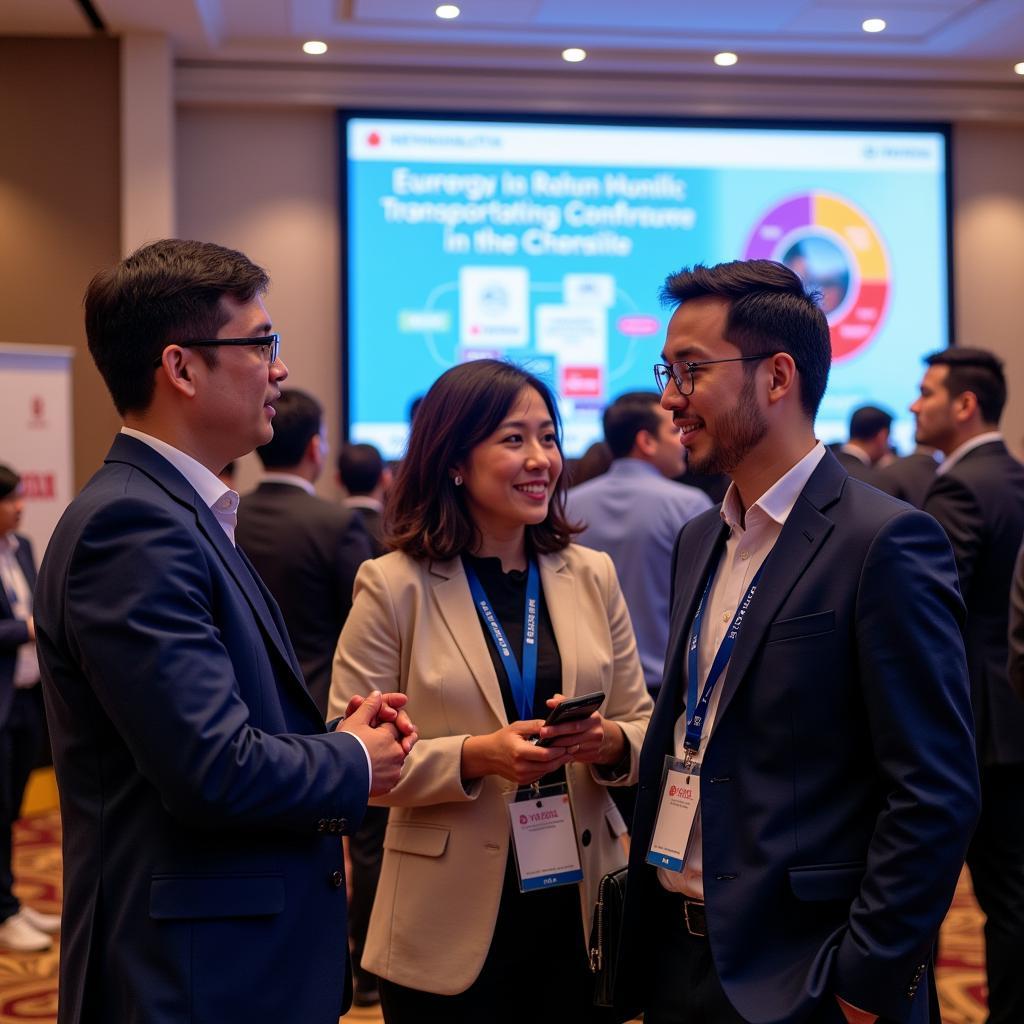 Transportation professionals networking at an industry event in Southeast Asia