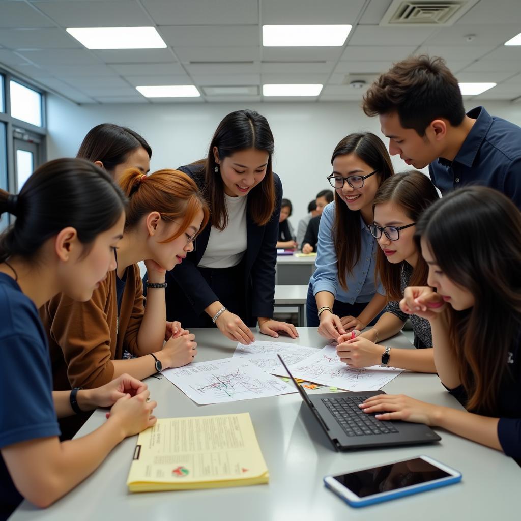 Students collaborating on a project