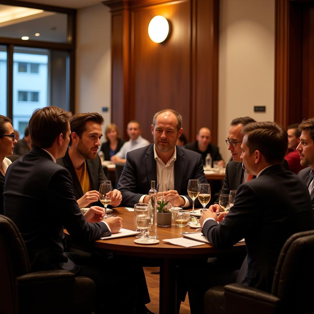 Business meeting taking place during an ASEAN VIP party