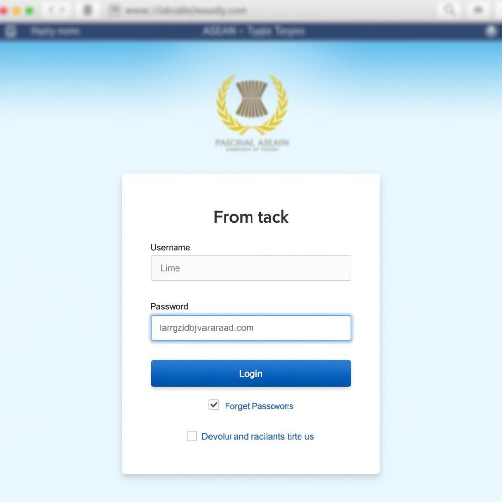 ASEAN Website Login Page Screenshot