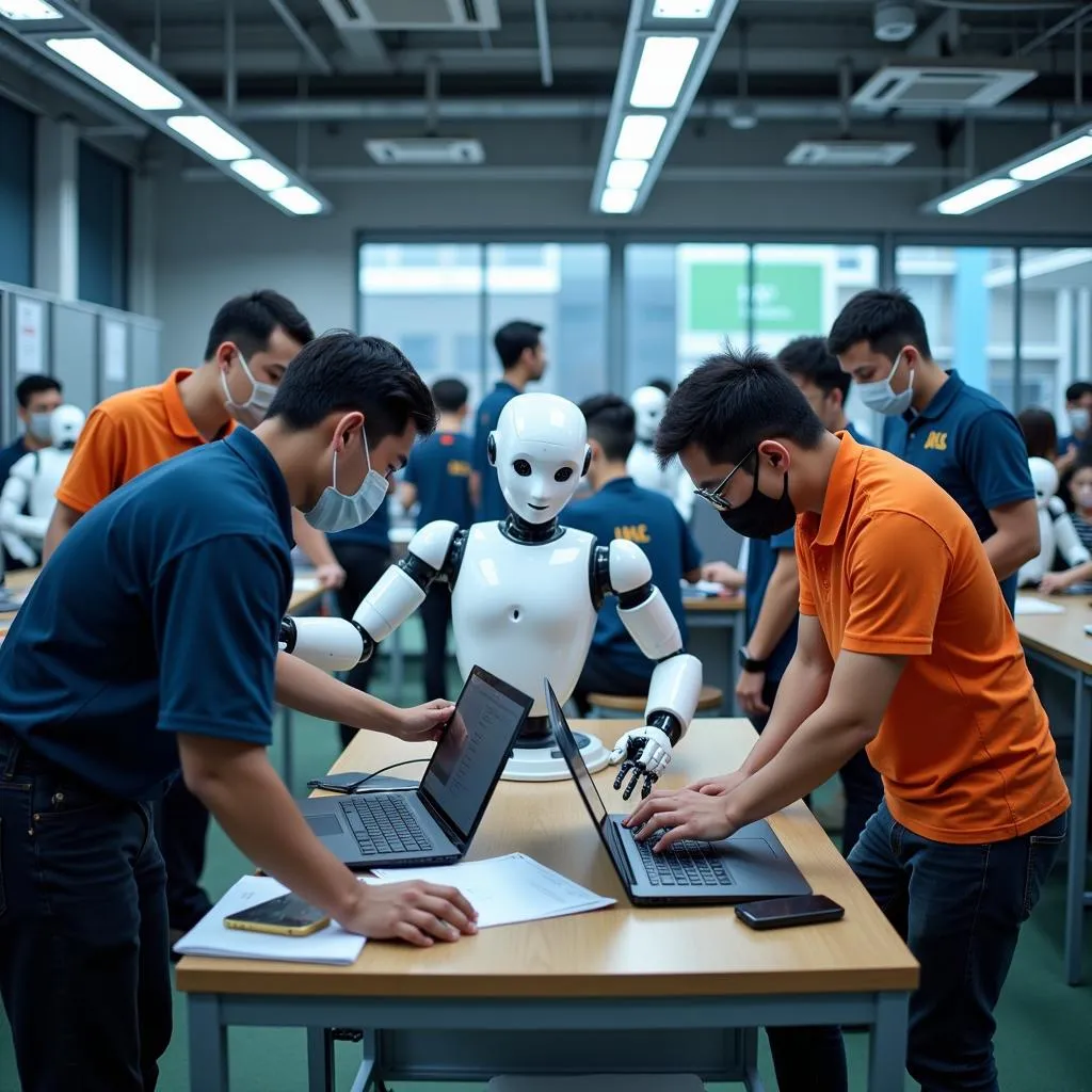 ASEAN workers training with robotics