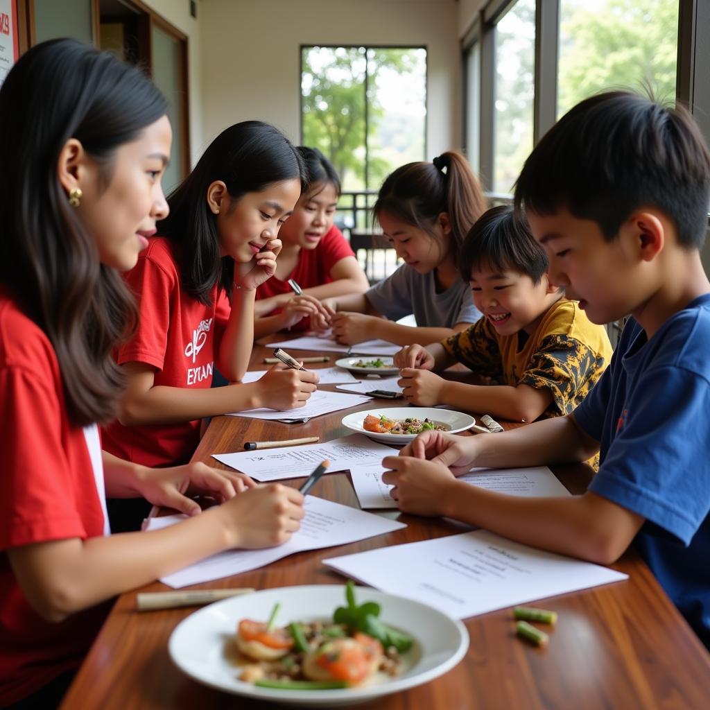 Young people from different ASEAN countries participating in a cultural exchange program