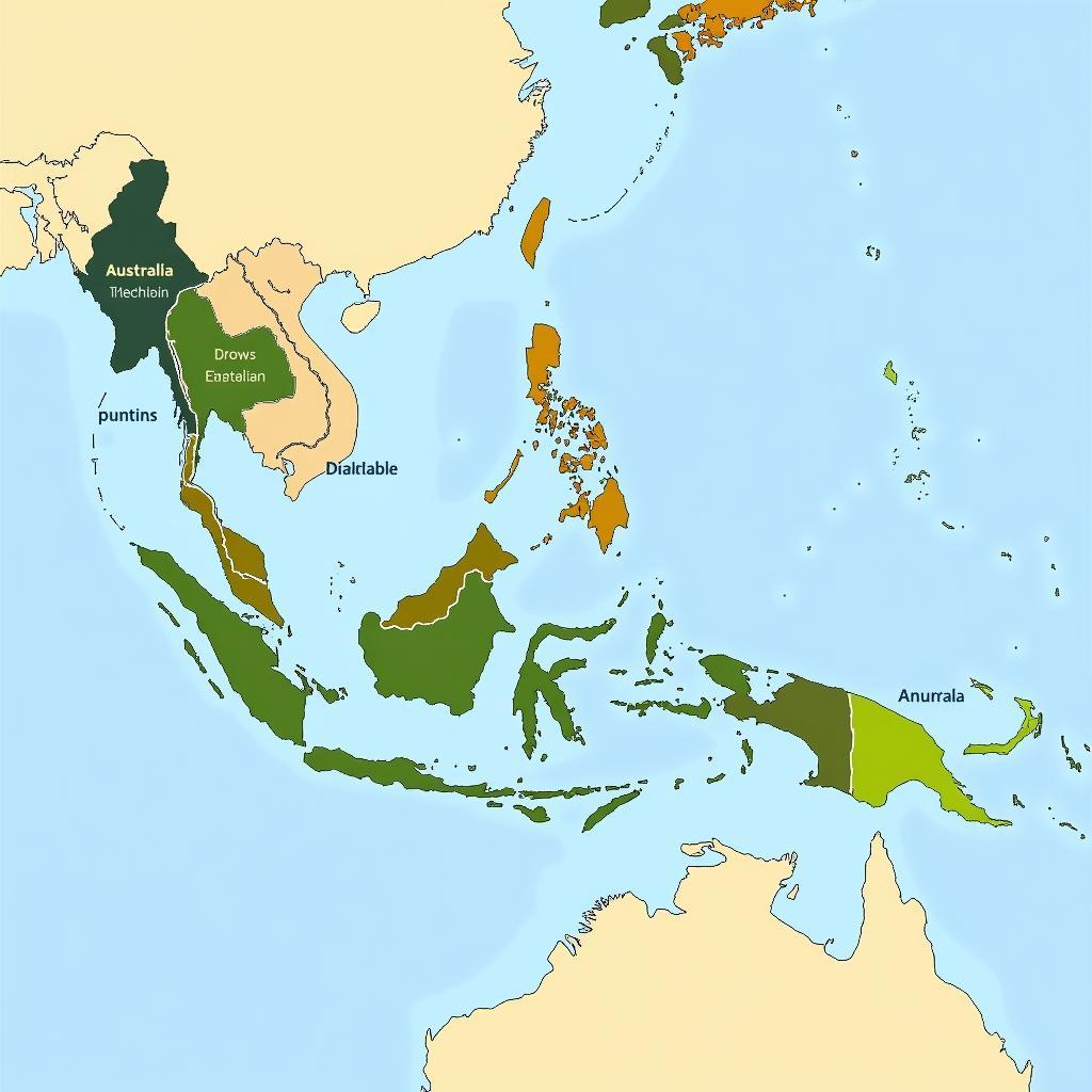 Map of Australia and Southeast Asia