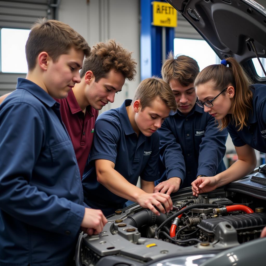 Automotive Students Collaborating