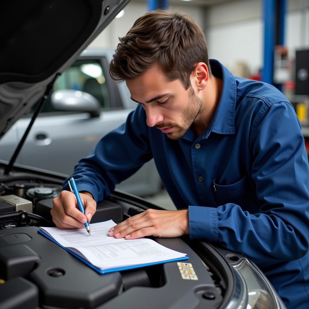 Automotive Technician Taking ASE Exam