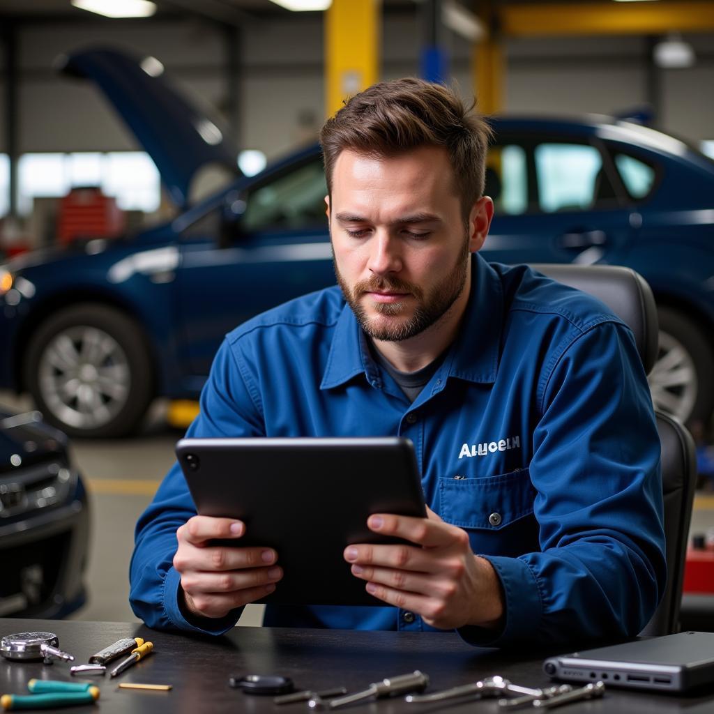 Automotive Technician Studying