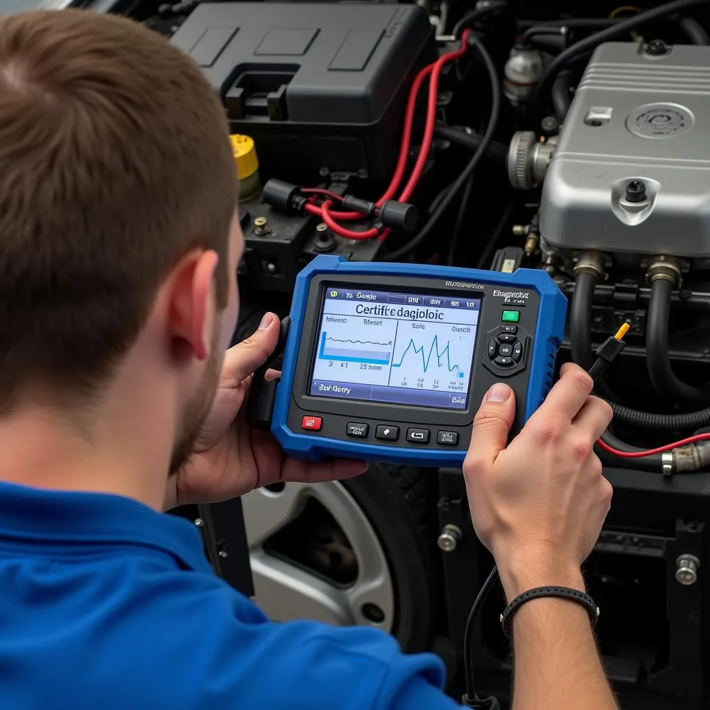 Automotive Technician Diagnosing Electrical Issue