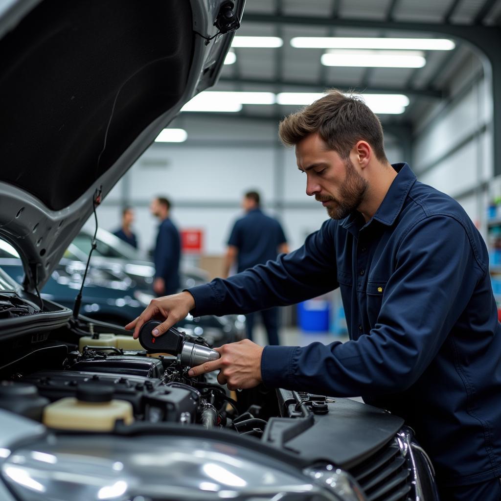 Skilled Technician Diagnosing Engine Issues