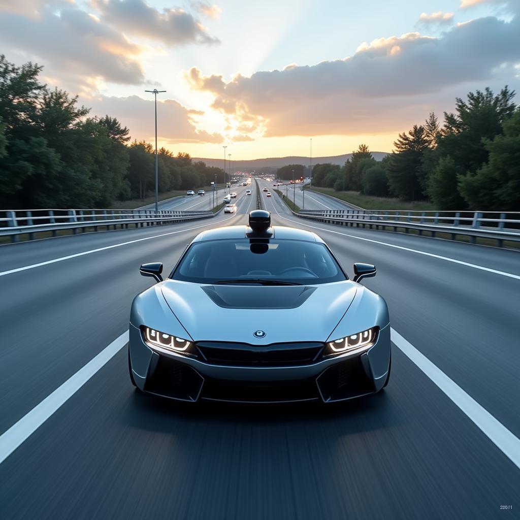 Autonomous car driving on a highway