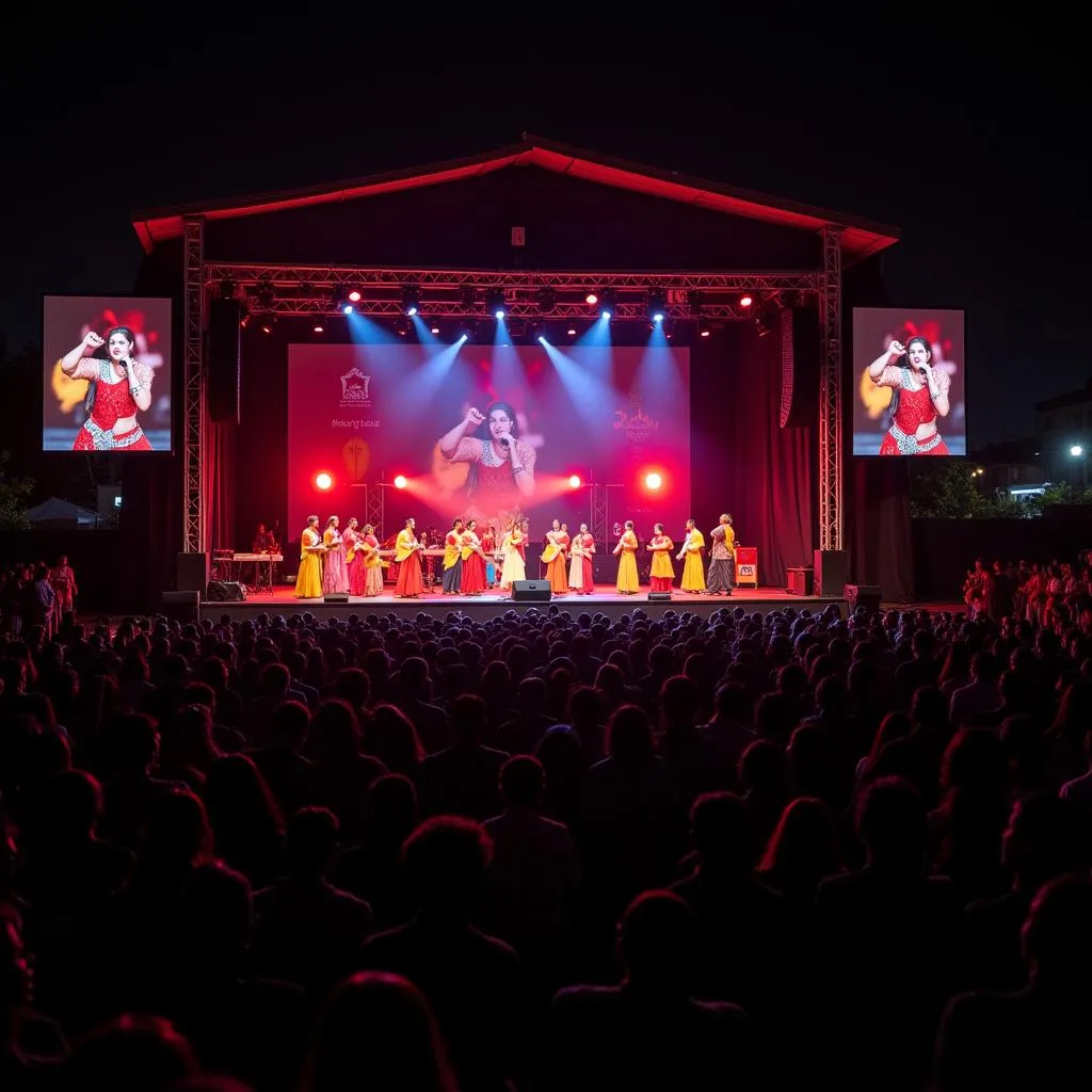 A cultural event in Bengal featuring a performance of &quot;Ghum Ase Na&quot;