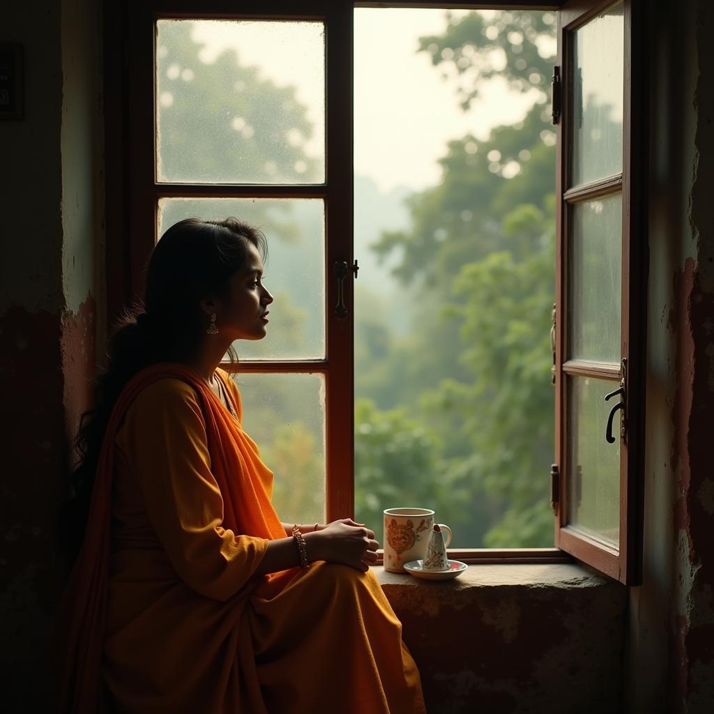 A Bengali woman deep in thought