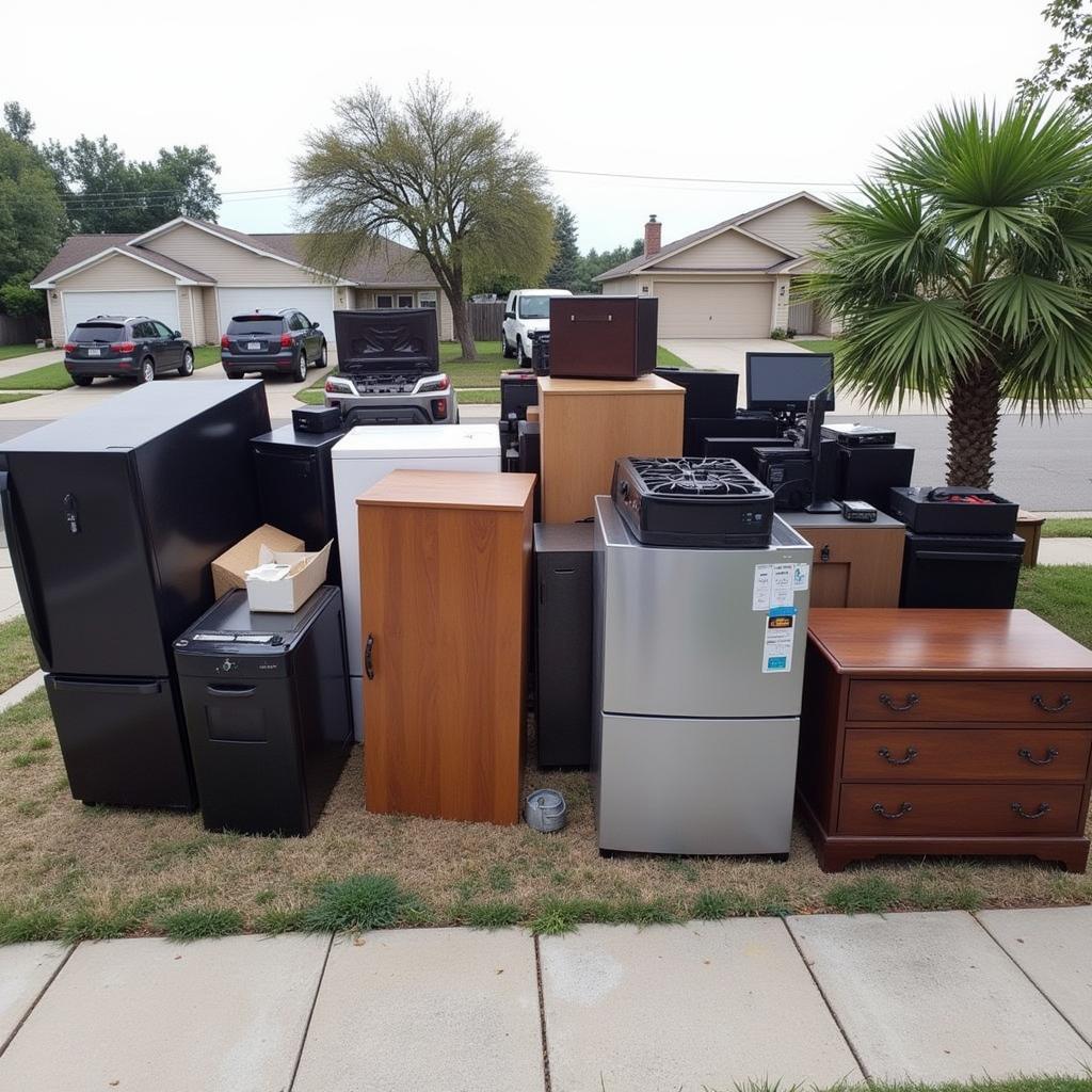 Bulky waste items piled up for collection in Manfredonia