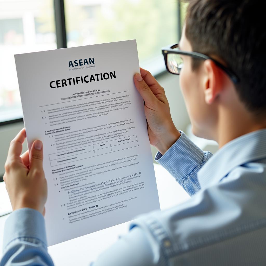 Business Owner Examining ASEAN Certification Documents