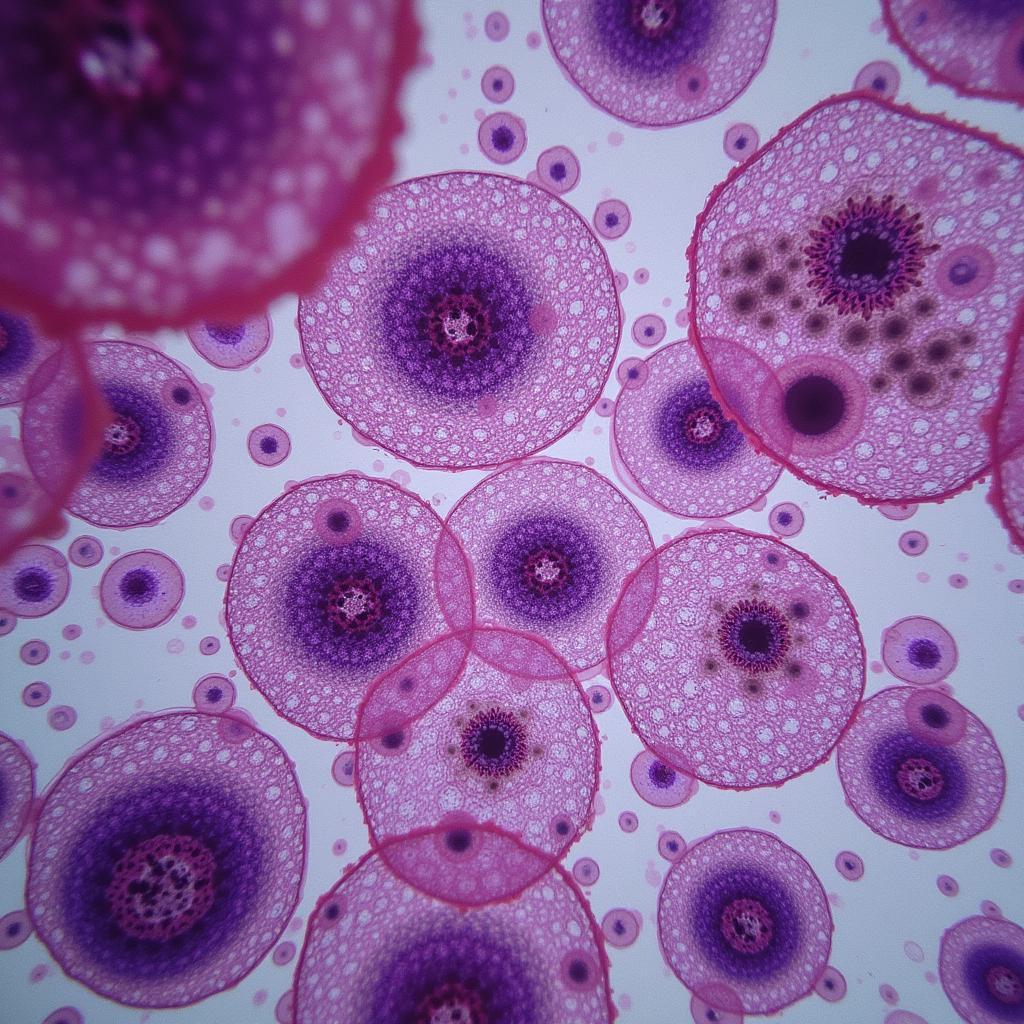 Cancer cells under a microscope