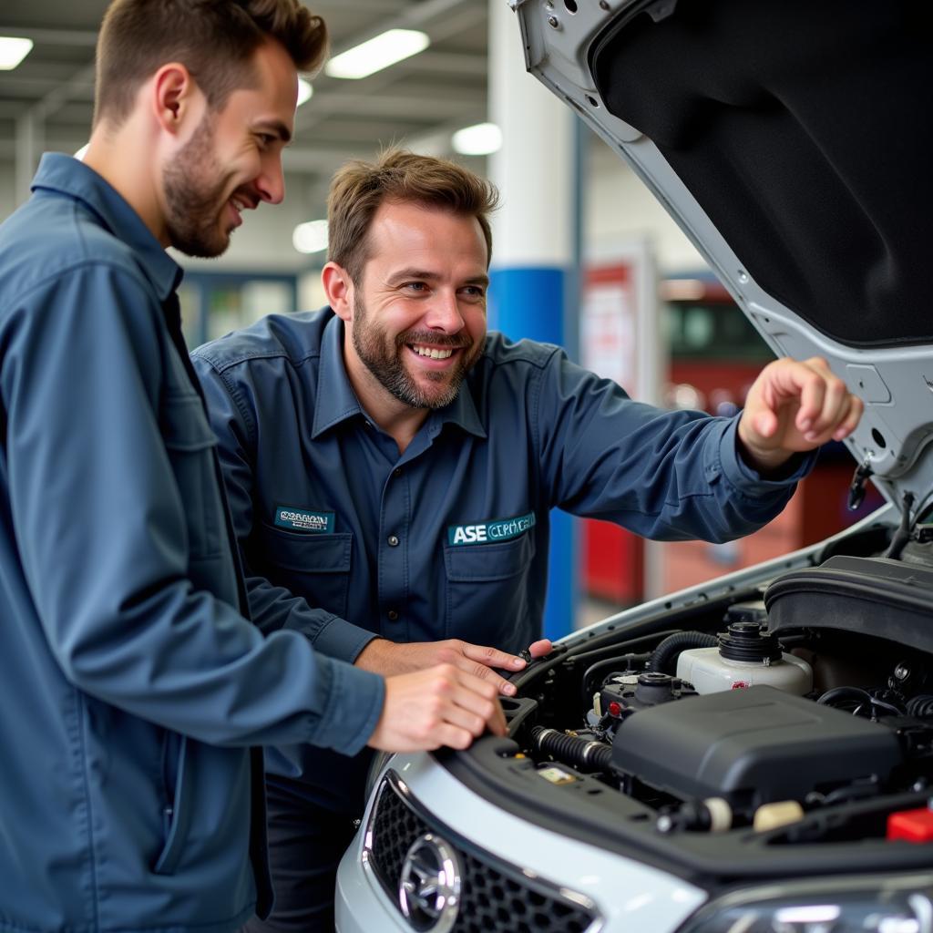 Car Buyer Speaking with ASE Technician