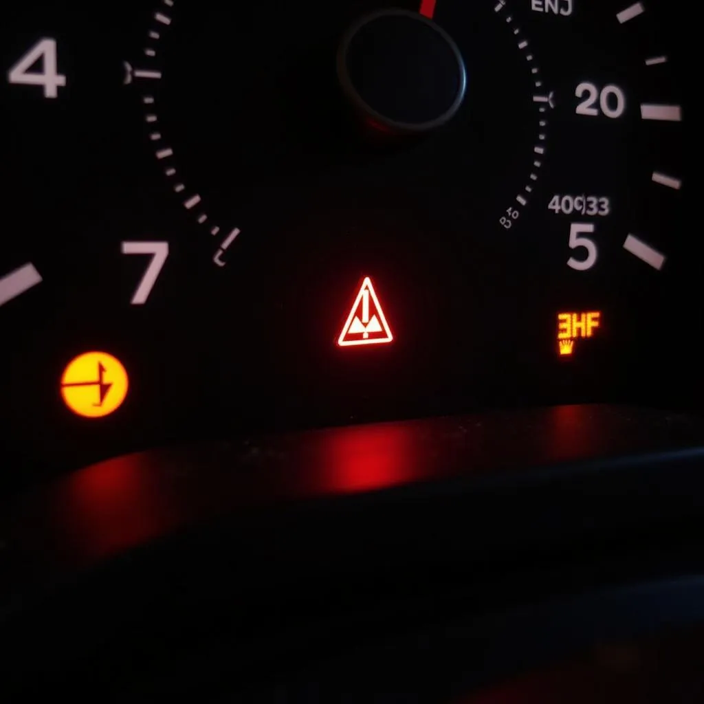 Car Dashboard Displaying Warning Lights