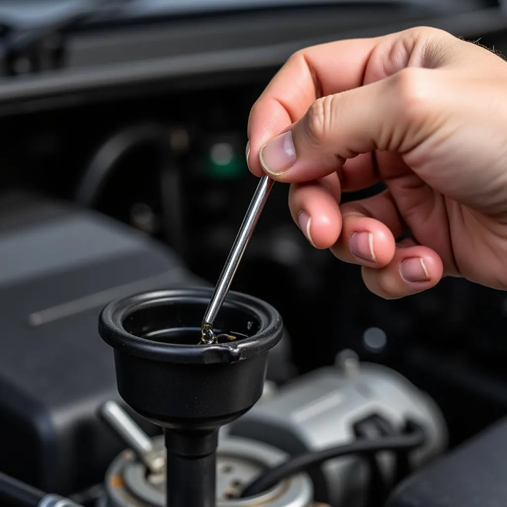 Checking Car Engine Oil Level