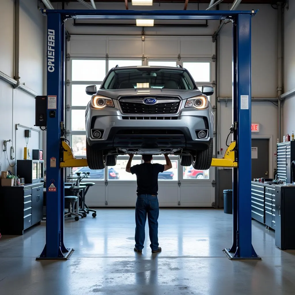 Car Getting Oil Change at ASE Certified Garage