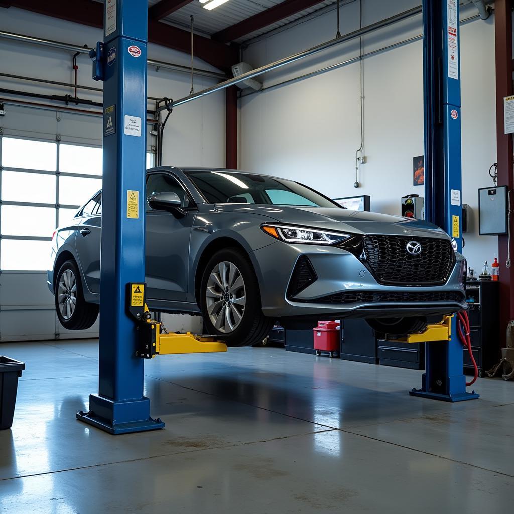 Car on Lift for Repairs