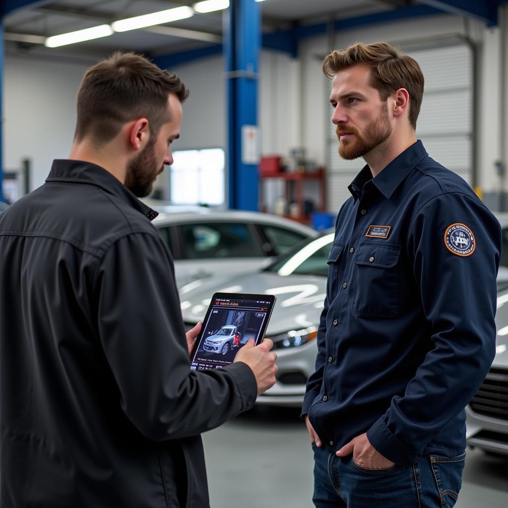 Car Owner Discussing Repairs with a Mechanic