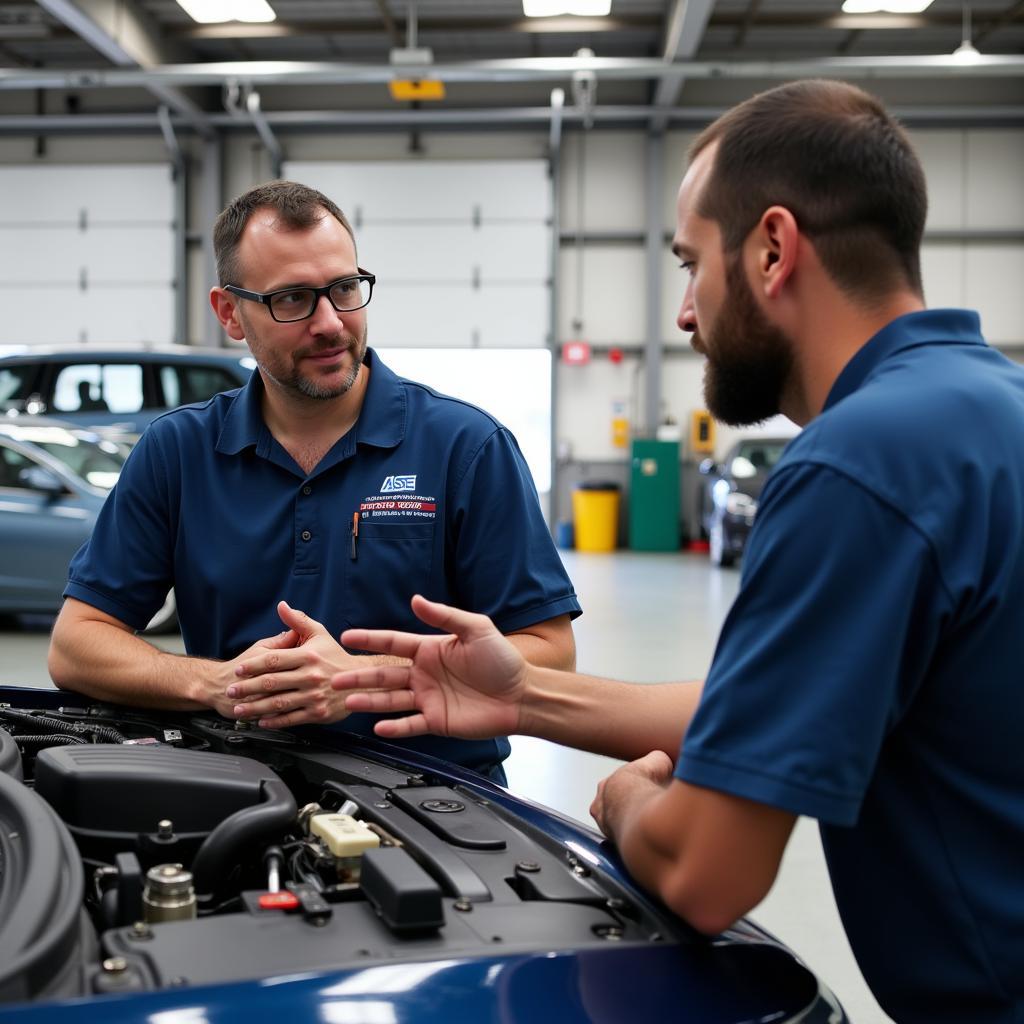 Car Owner and Mechanic Discussing Repairs