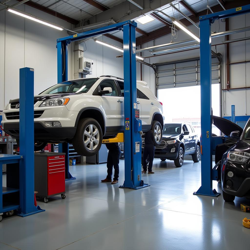 Car Undergoing Maintenance at an ASE Certified Shop