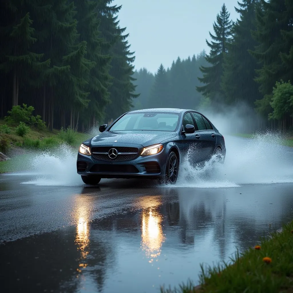 Car Undergoing a Wet Brake Test