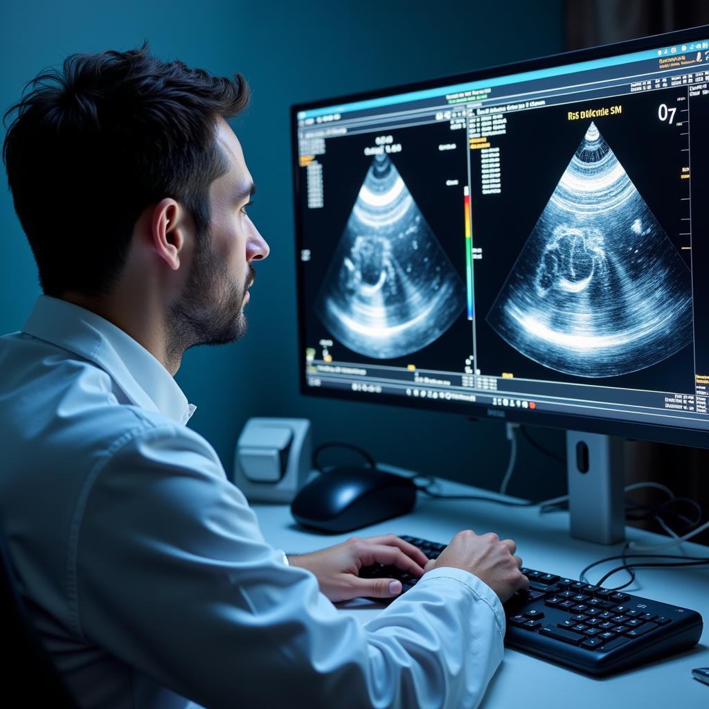 Cardiologist Analyzing Contrast Echo Images