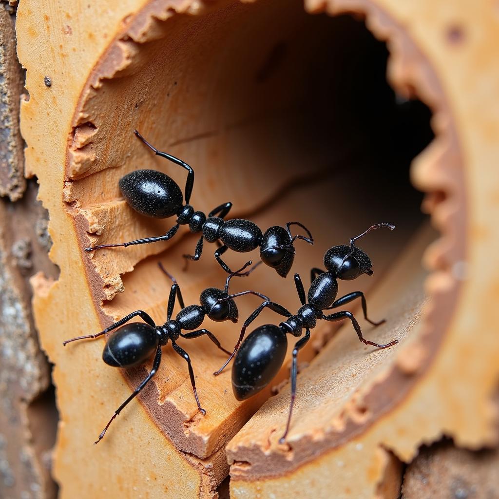 Carpenter Ants Excavating Wood