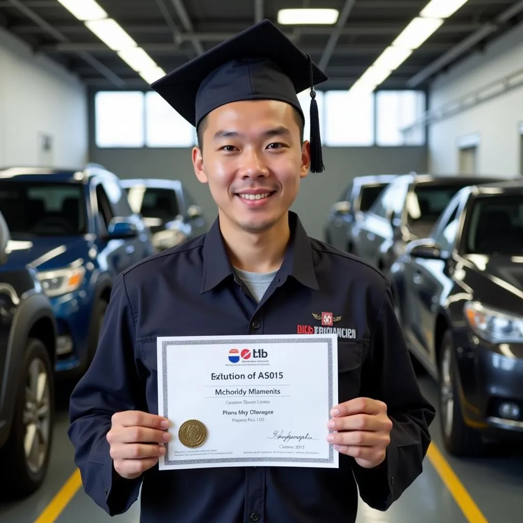 Certified ASEAN mechanic receiving a certificate