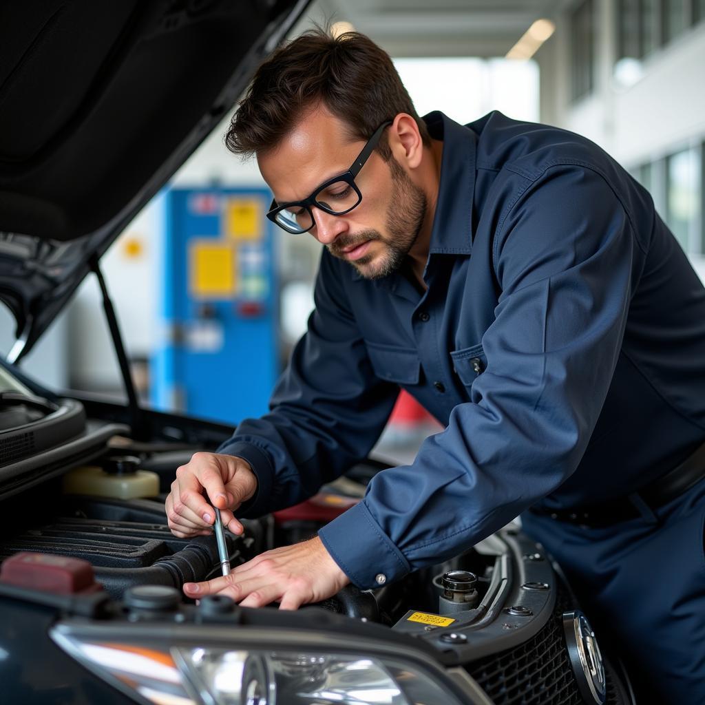 Certified Technician Working on Car