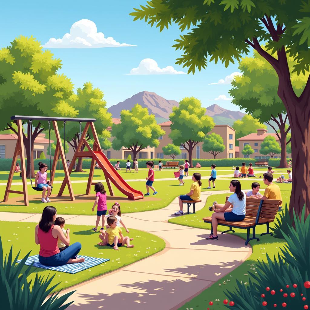 Families enjoying outdoor activities at a park in Chandler, Arizona