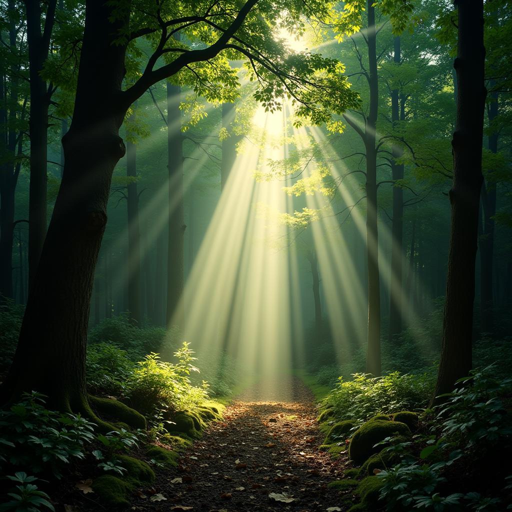 Sunlight Filtering Through Trees