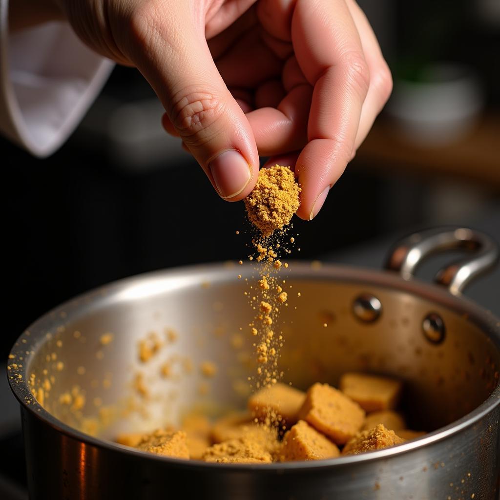 Chef Adding a Pinch of Ase Fetide