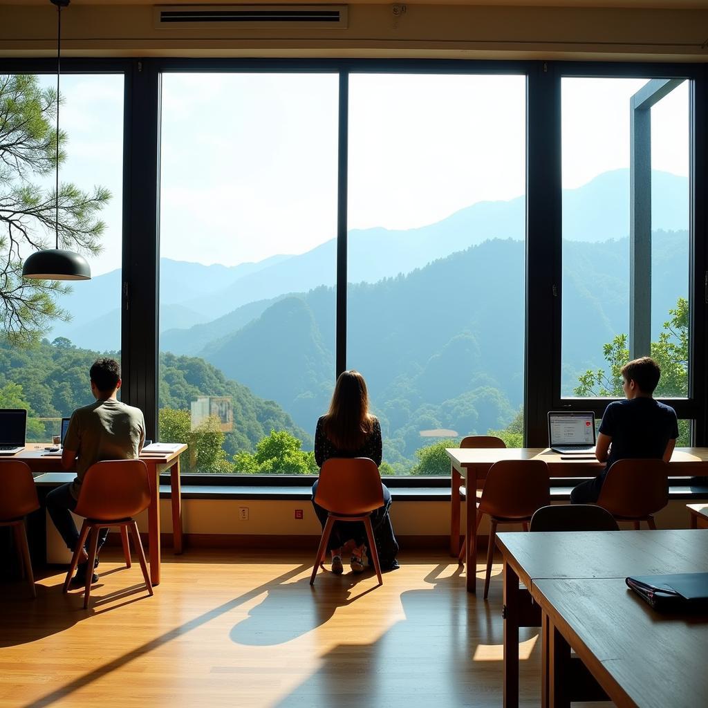 Coworking space in Chiang Mai with a mountain view