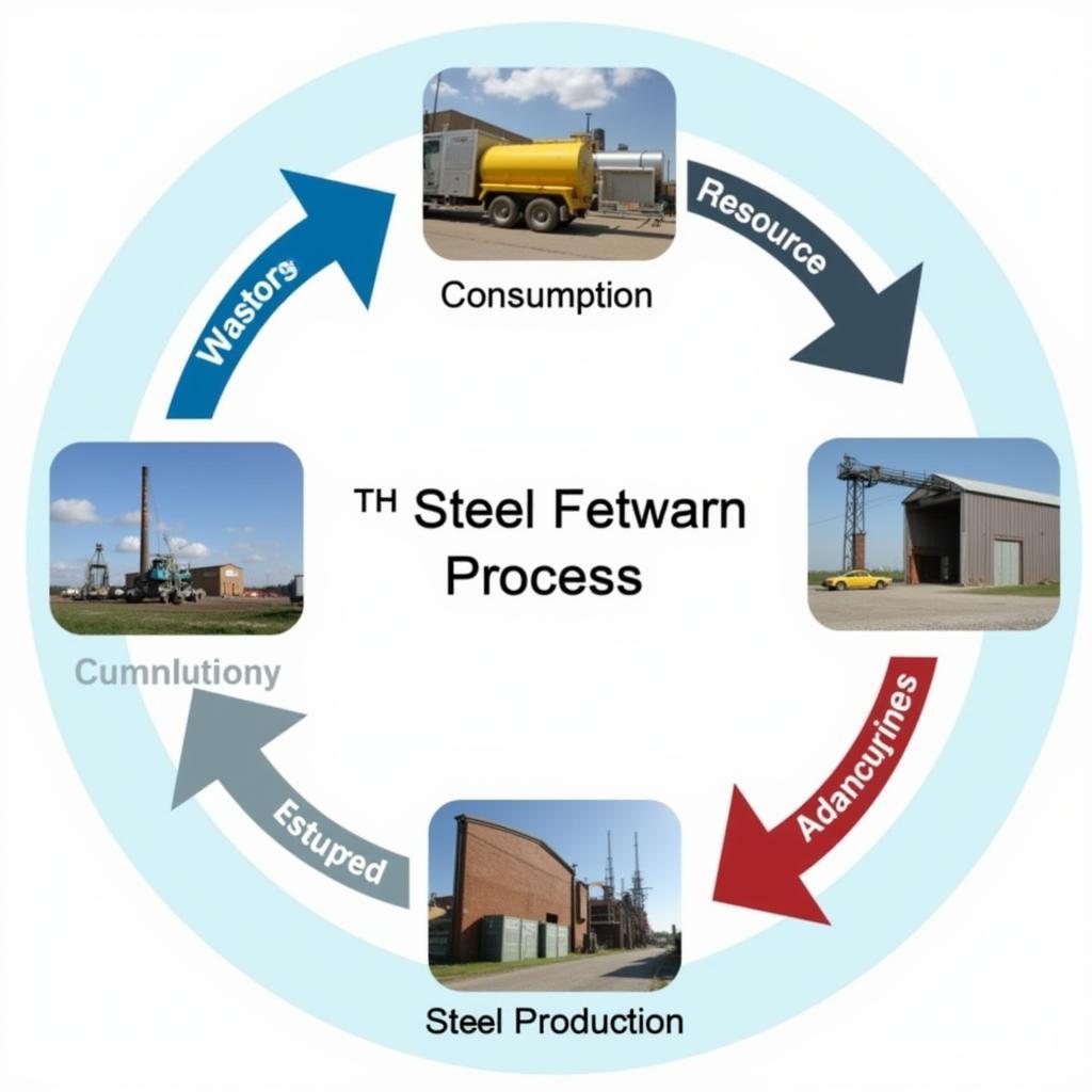 A diagram illustrating the circular economy model in the context of steel production