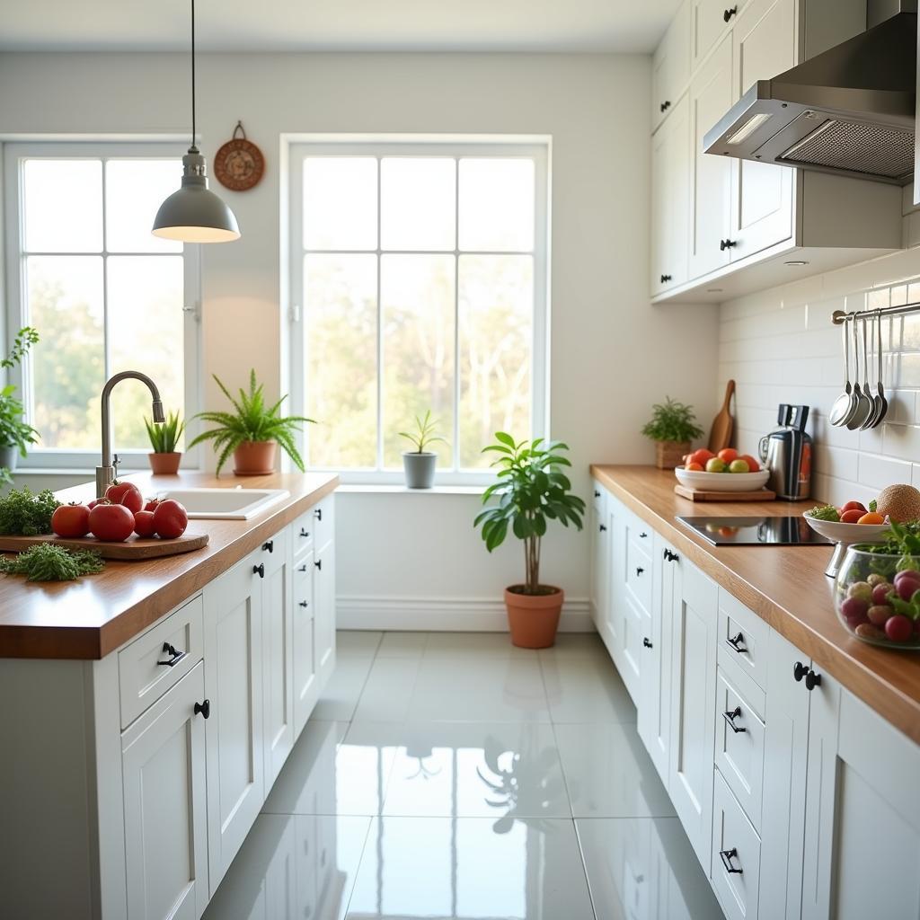 A clean and organized kitchen showcasing food hygiene practices