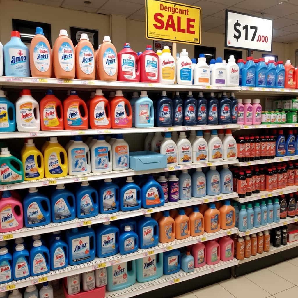 Cleaning products on sale in a Bogota supermarket