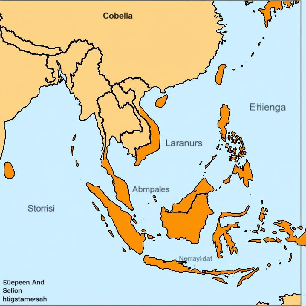 Map depicting colonial presence in Southeast Asia 