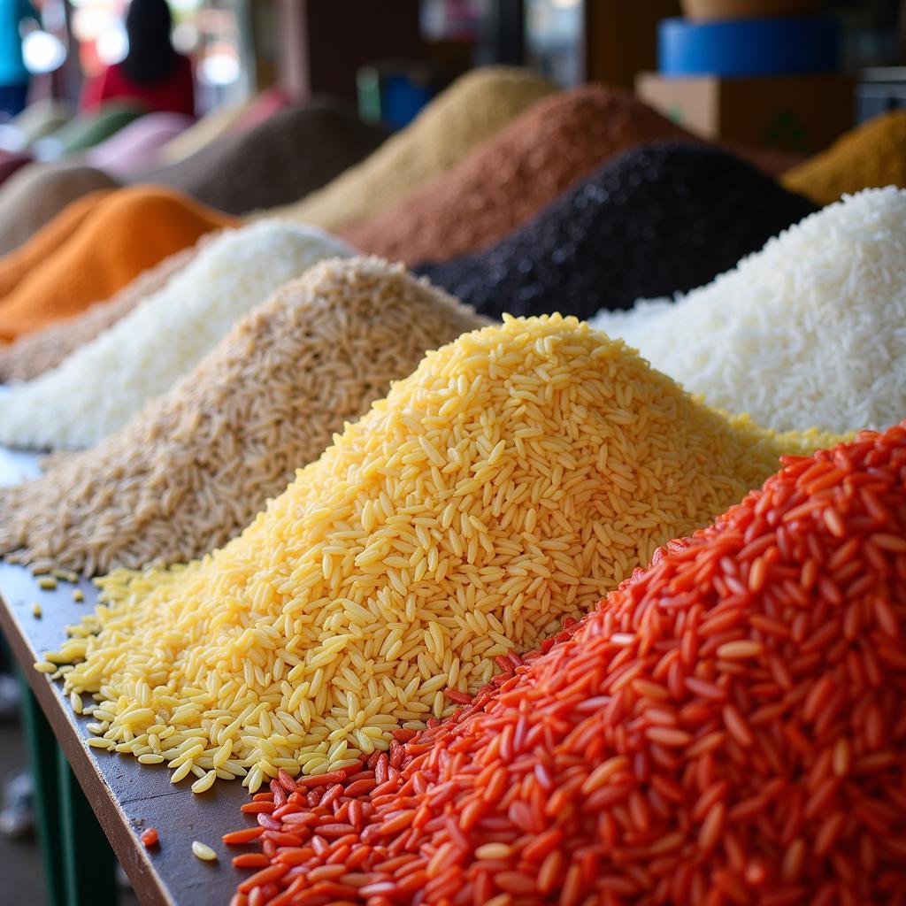 Colorful Rice Varieties at an ASEAN Market