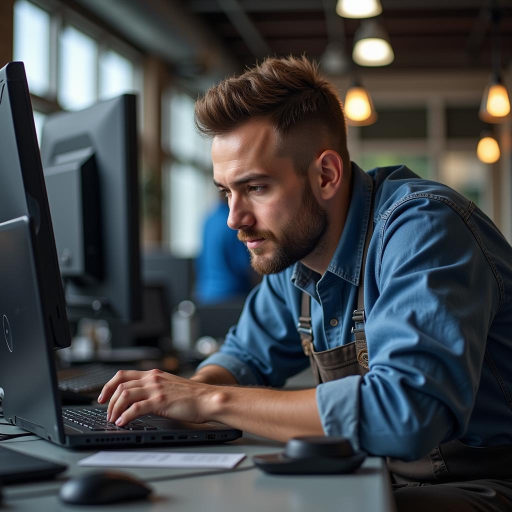 Skilled Technician Repairing a Laptop in Green Bay