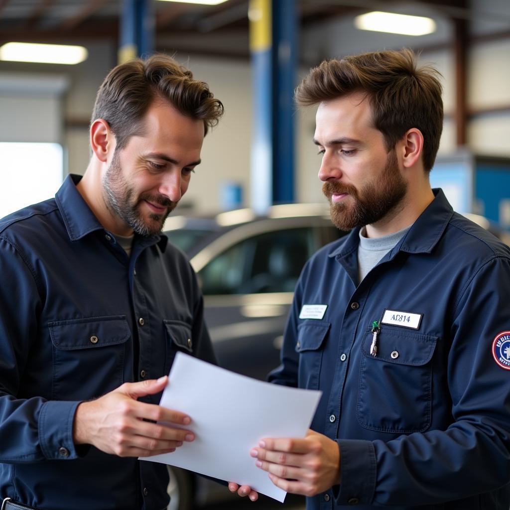 Customer Discussing Car Repair with an ASE Certified Mechanic in Midlothian, TX