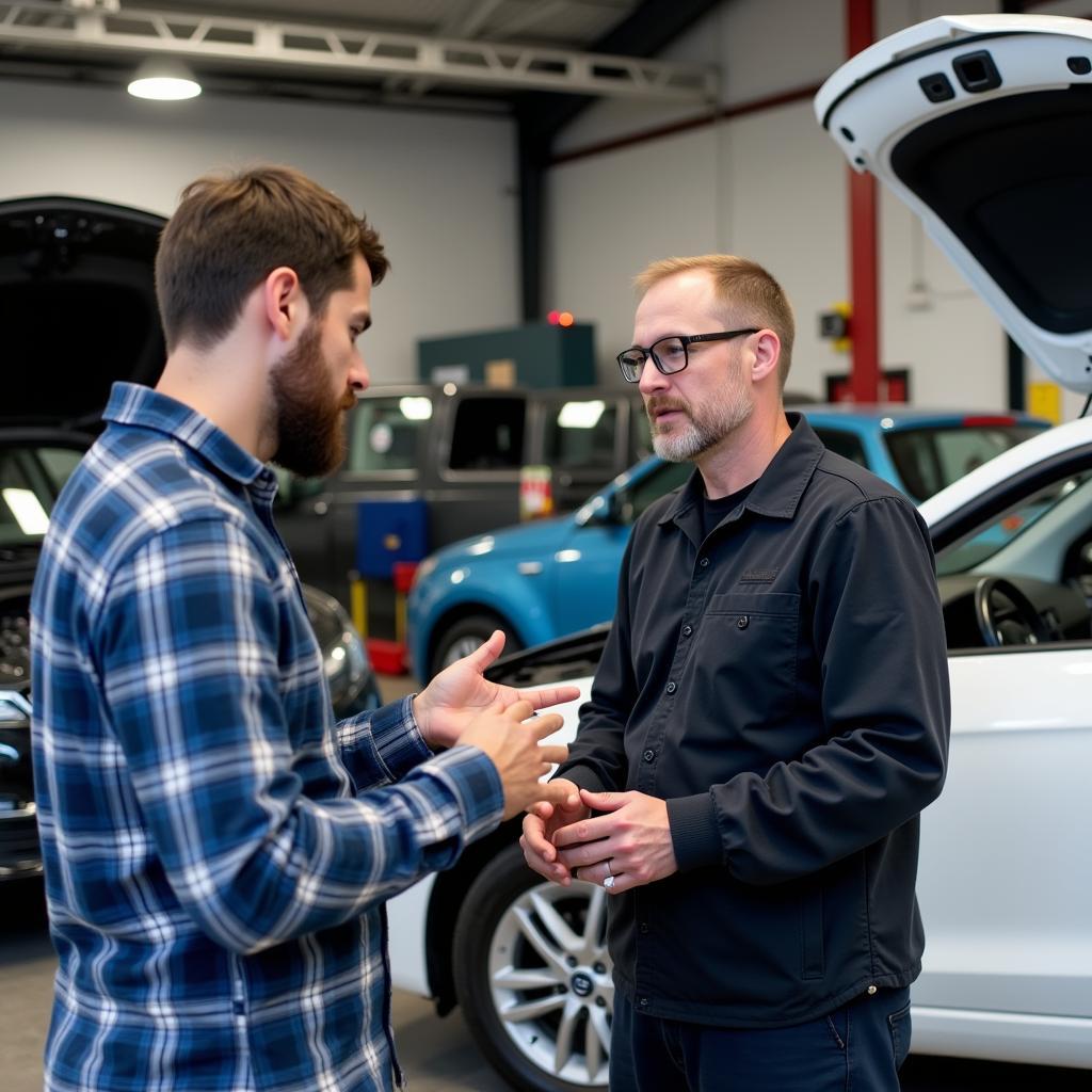 Customer Talking to Mechanic